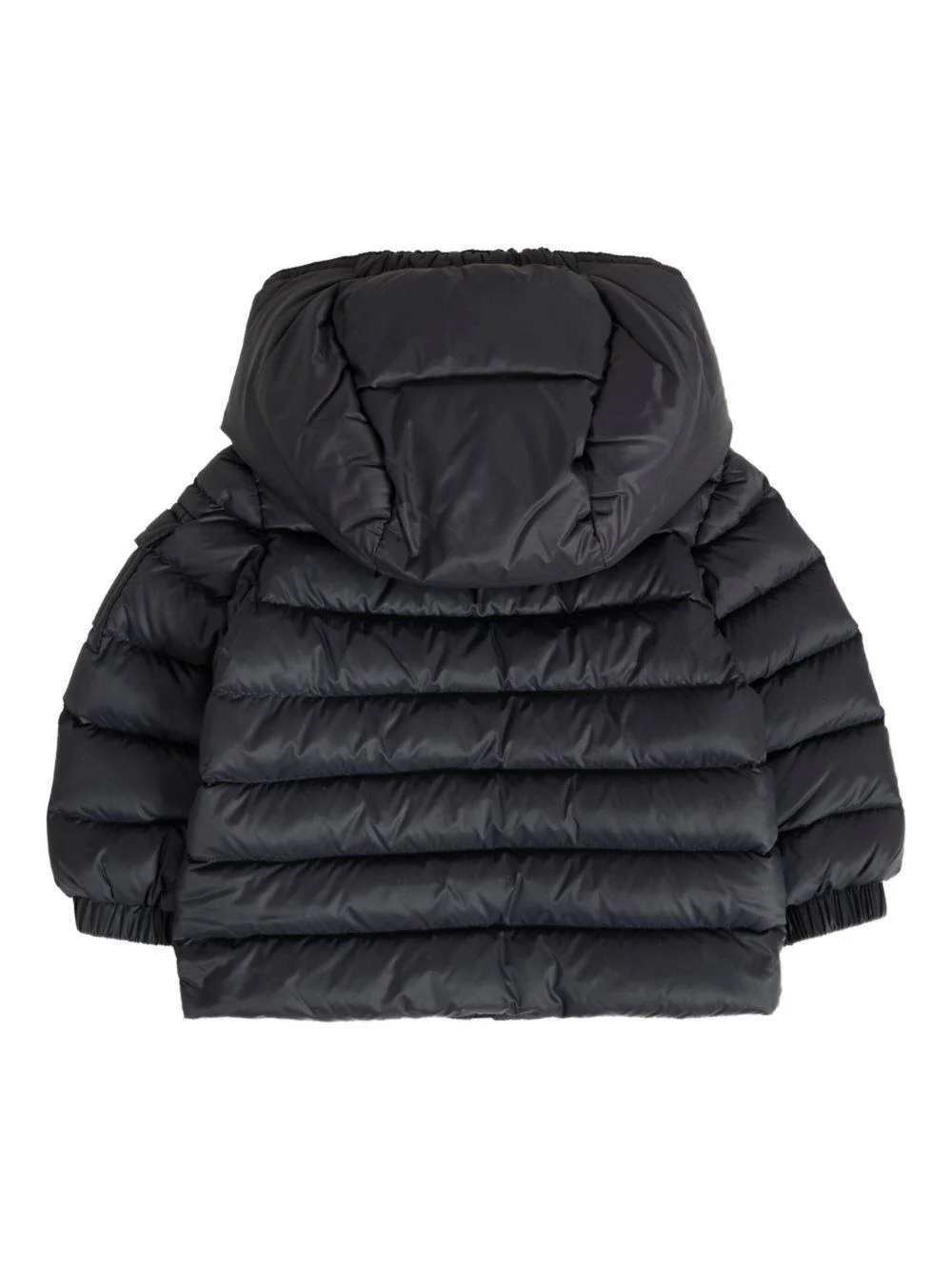 Piumino per neonato Moncler Enfant blu con cappuccio - Image 3