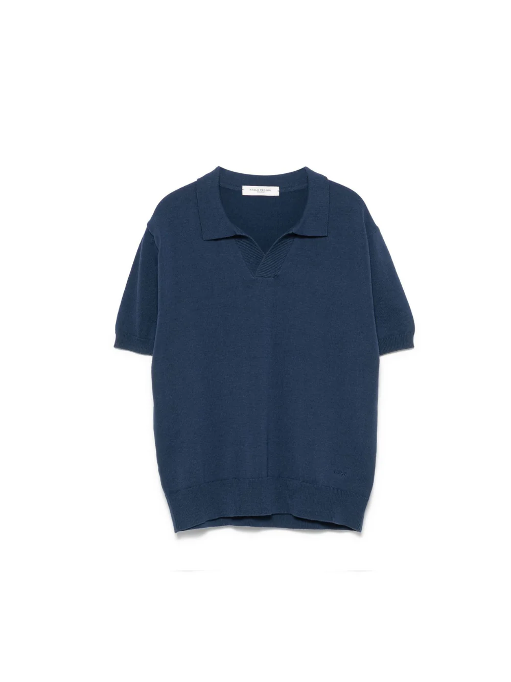 Polo in cotone per bambino Paolo Pecora Kids blu con orlo a coste