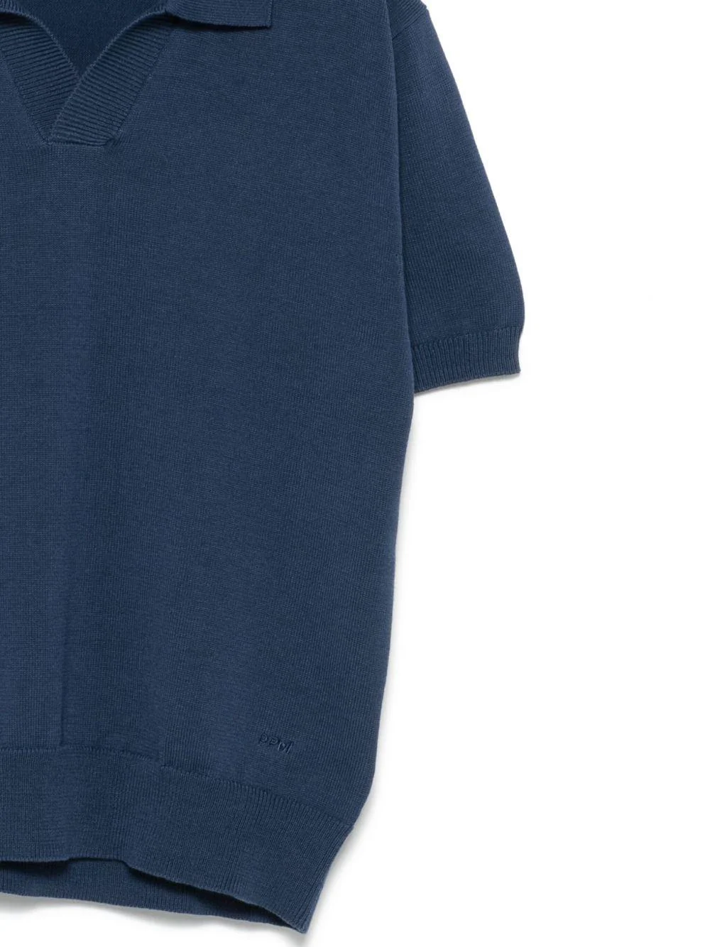 Polo in cotone per bambino Paolo Pecora Kids blu con orlo a coste - Image 2