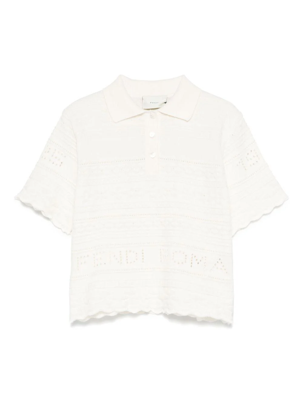 Polo per bambina Fendi Kids beige chiaro con design traforato