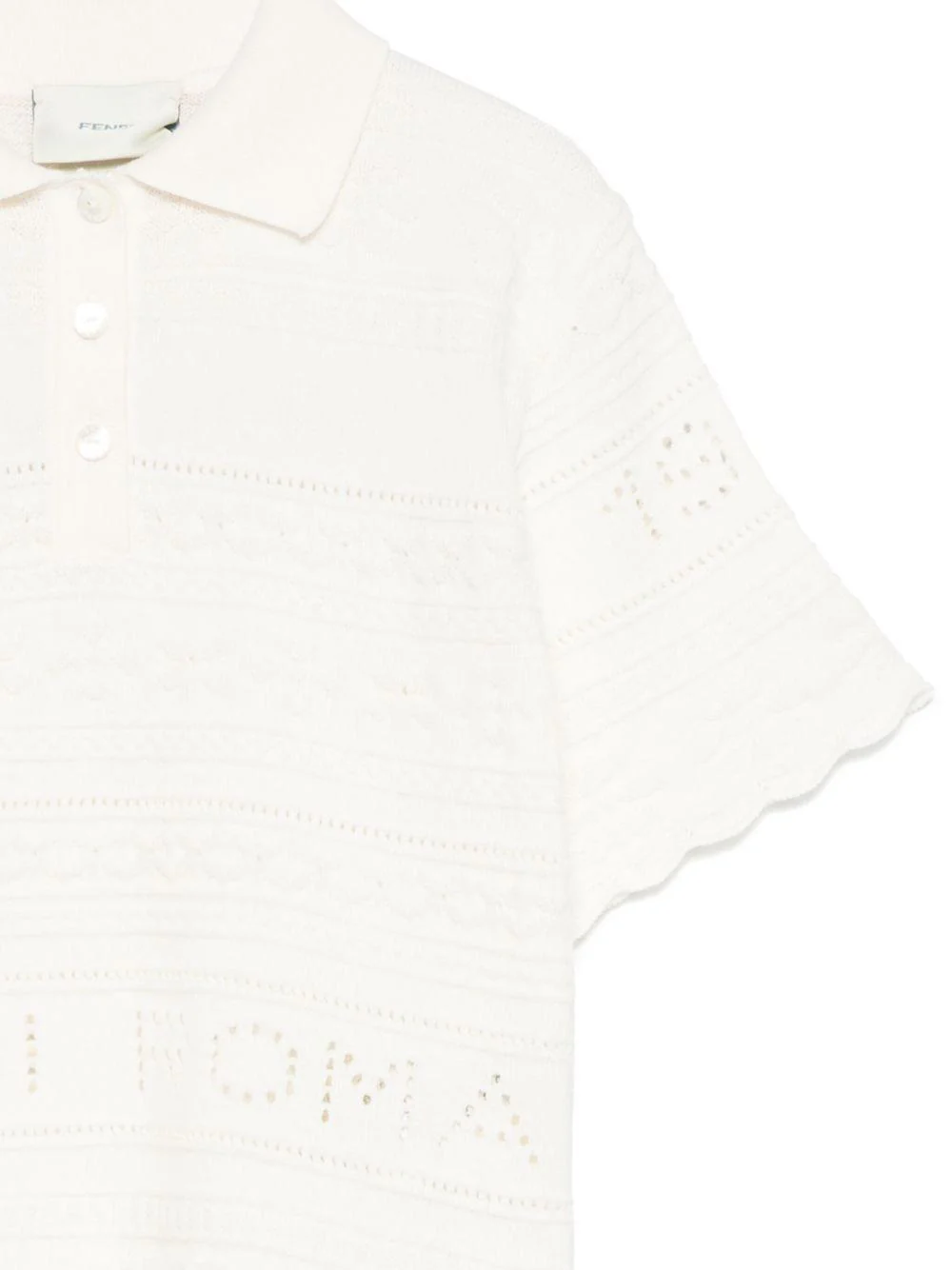 Polo per bambina Fendi Kids beige chiaro con design traforato - Image 2