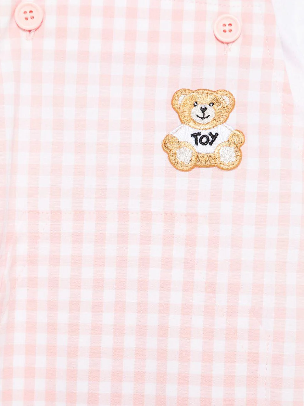 Salopette a quadretti per neonata Moschino Kids rosa con tasca frontale a marsupio - Image 3