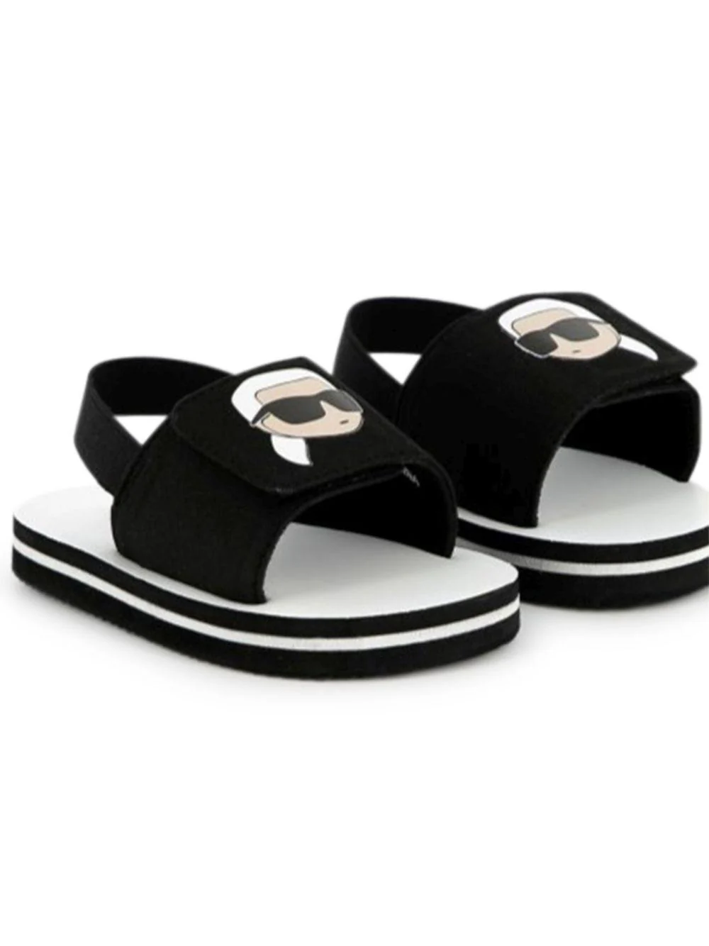 Sandali con stampa Choupette per bambina Karl Lagerfeld Kids nero con soletta con logo - Image 4