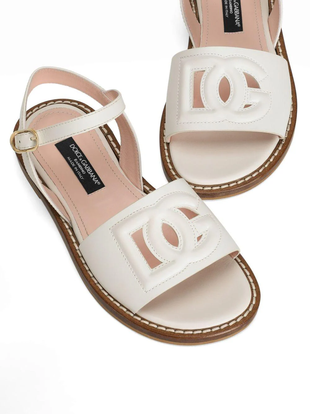Sandali per bambina Dolce & Gabbana Kids bianco con dettaglio cut-out - Image 4