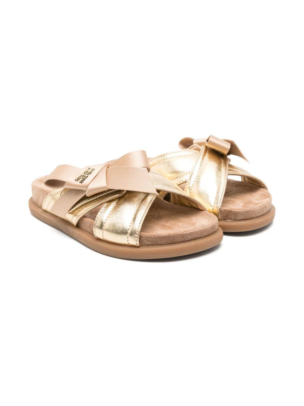 Sandali per bambina Elisabetta Franchi La Mia Bambina oro con fiocco