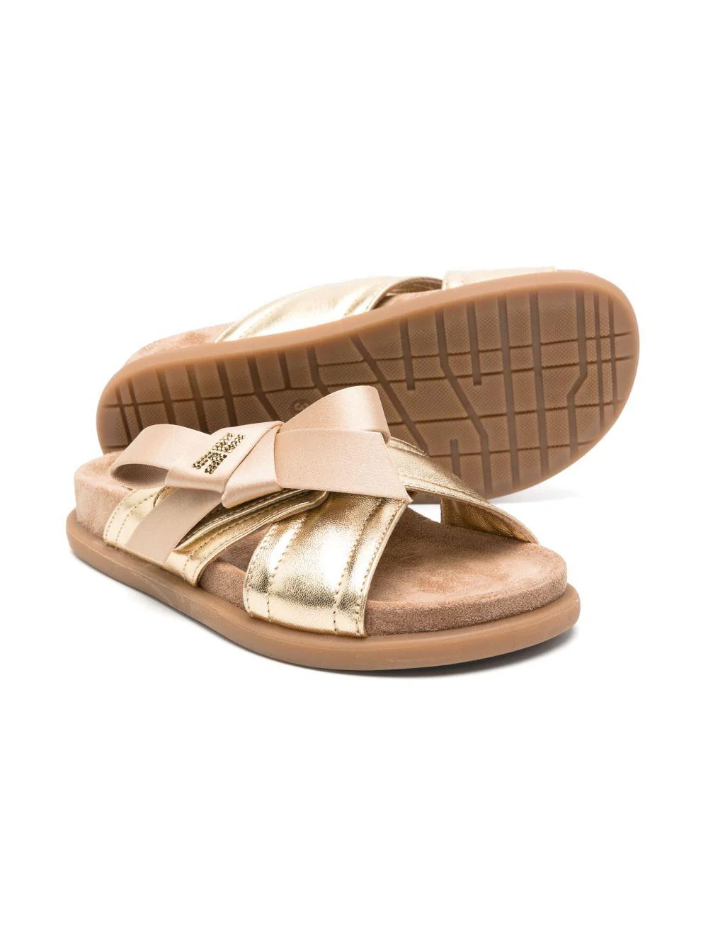 Sandali per bambina Elisabetta Franchi La Mia Bambina oro con fiocco - Image 3