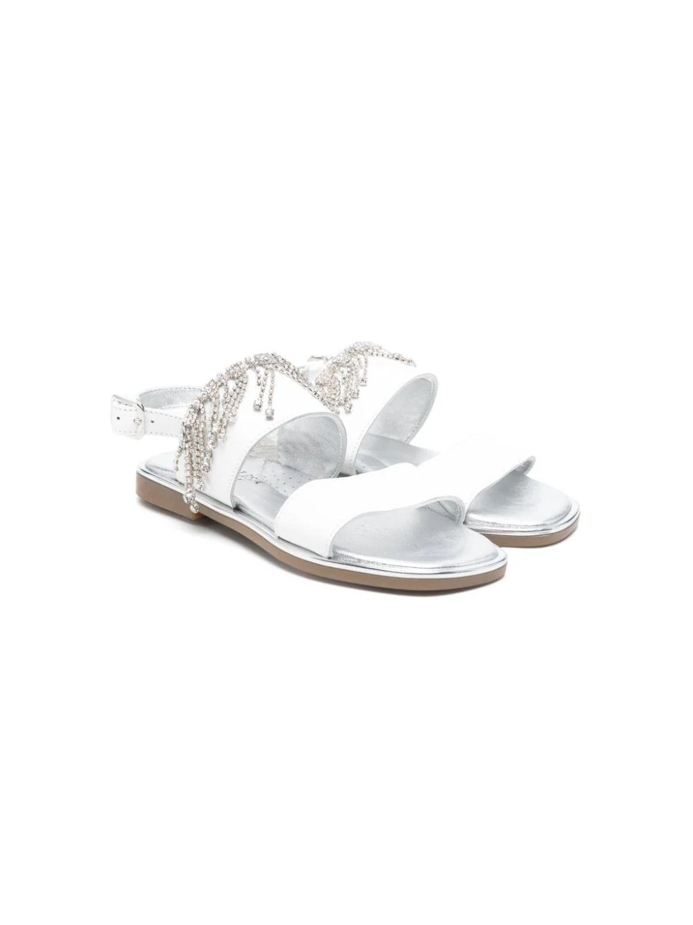 Sandali per bambina Monnalisa bianco con frange di cristalli