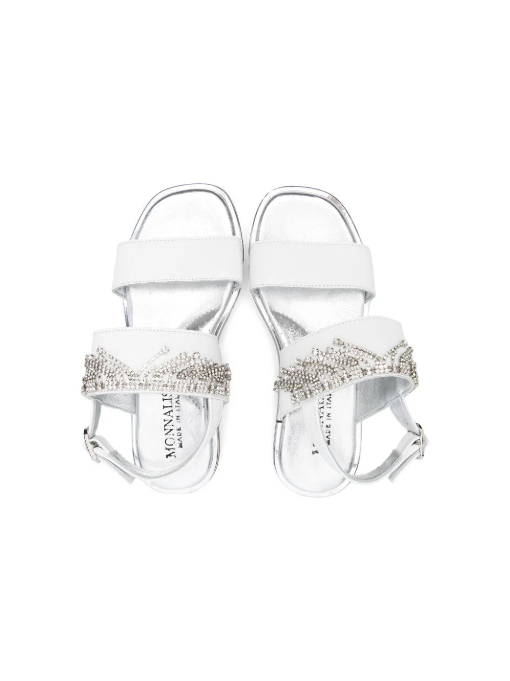 Sandali per bambina Monnalisa bianco con frange di cristalli - Image 3