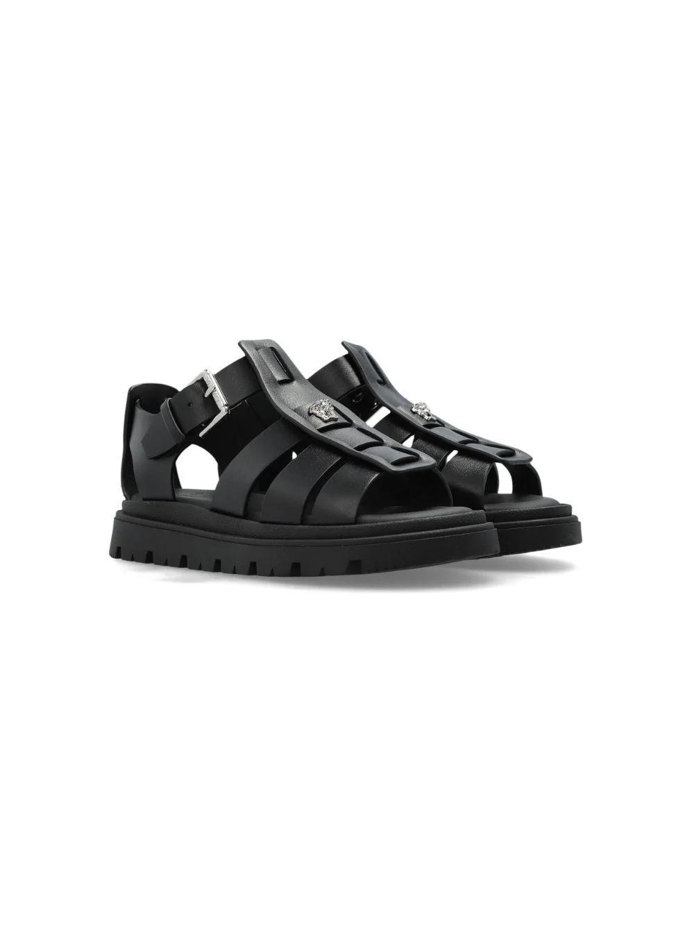 Sandali per bambina Versace Kids nero con placca Medusa - Image 4