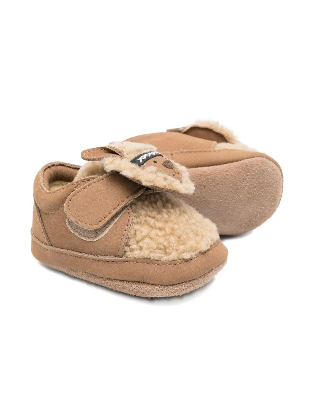 Scarpe da culla per neonati Donsje beige con applicazioni in pelle di pecora - Image 3