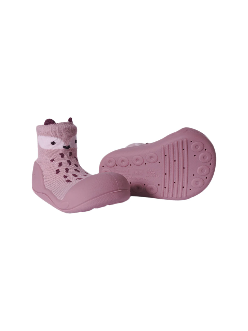 Scarpe primi passi per neonati Attipas rosa con motivo di volpe