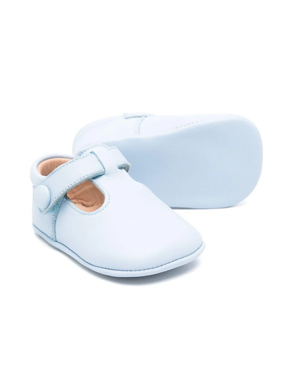 Scarpe primi passi per neonato eli1957 azzurro con soletta in pelle con logo - Image 3
