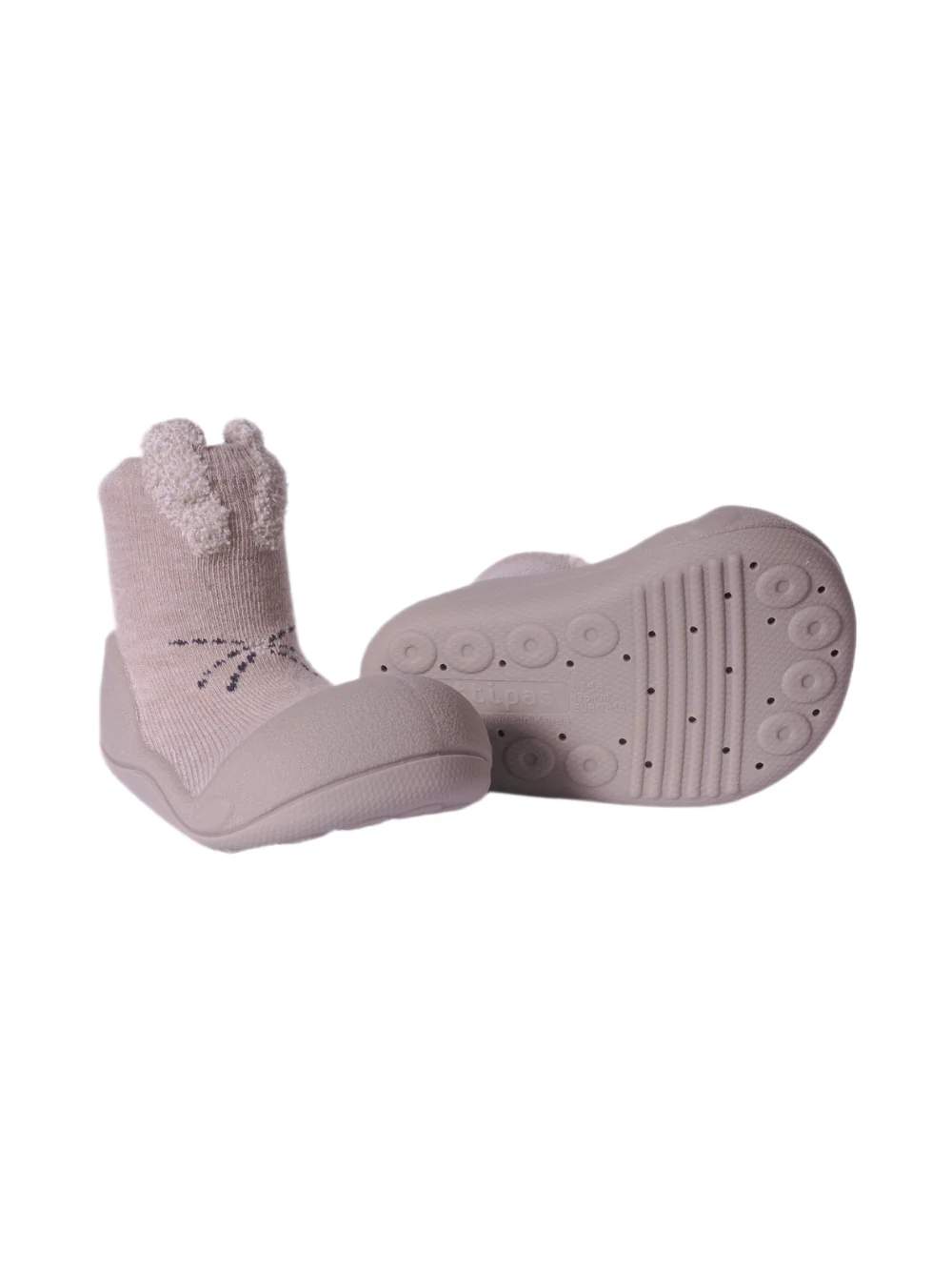 Scarpine primi passi per neonati Attipas beige con applicazione orecchie coniglio