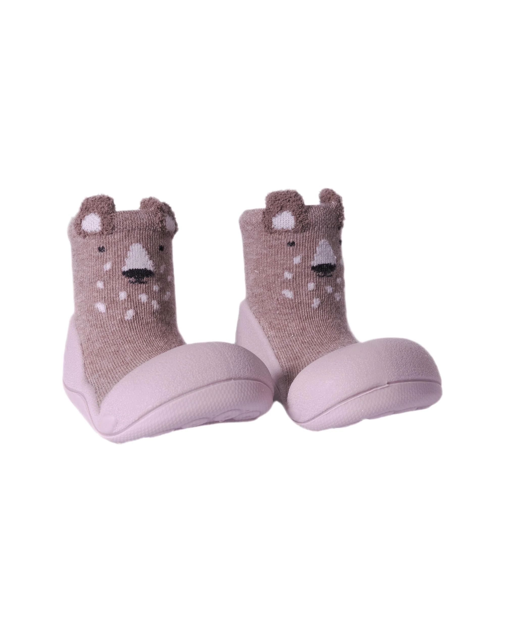 Scarpine primi passi per neonati Attipas beige con motivo orsetto ricamato - Image 2