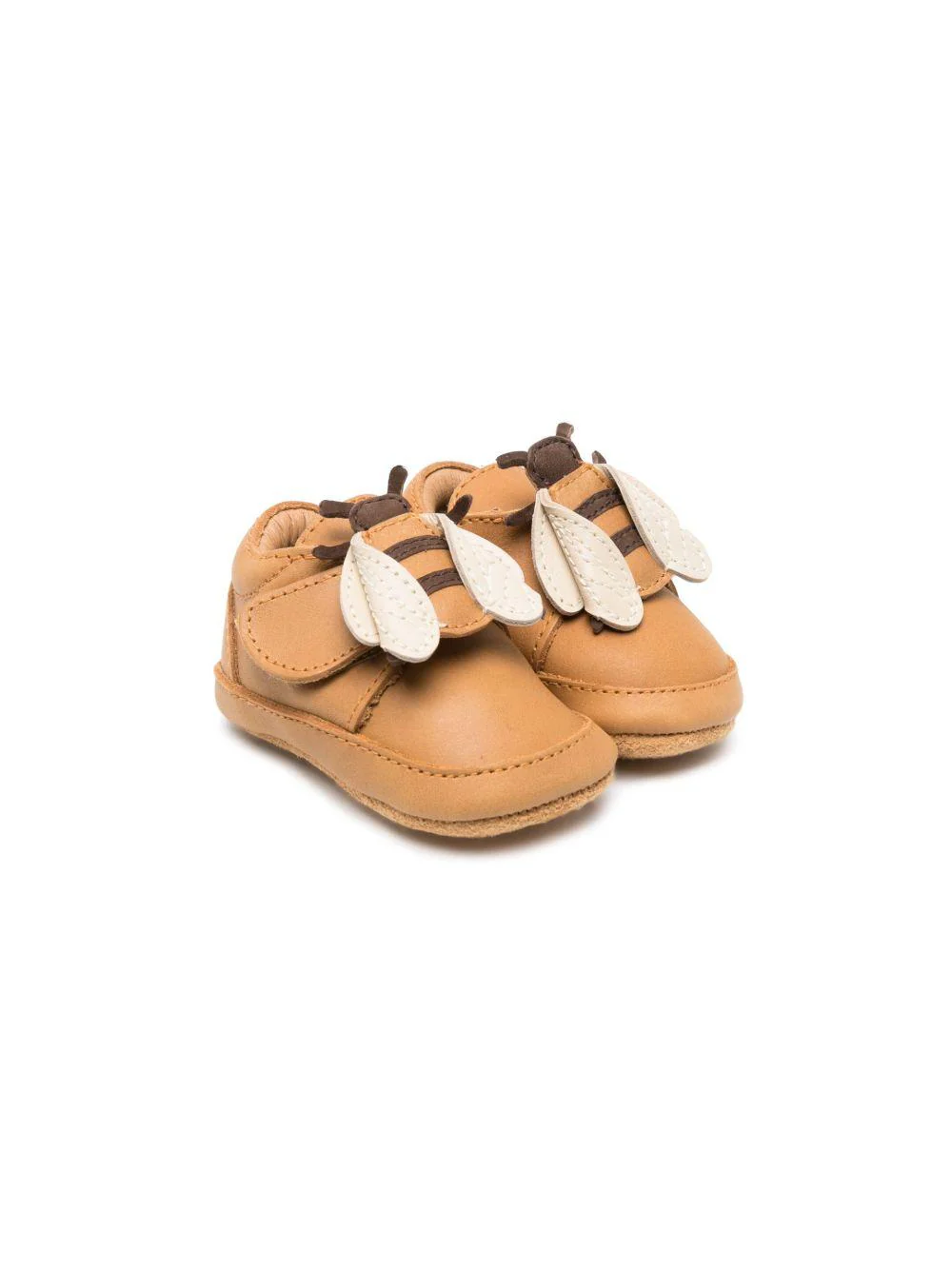Scarpine primi passi per neonato Donsje marrone con chiusura a strappo