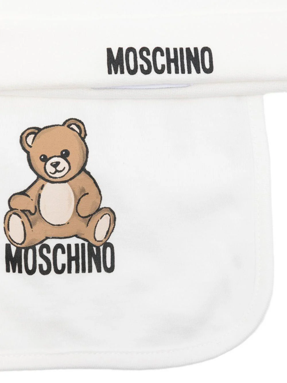 Set berretto e bavaglino per neonati Moschino Kids bianco con motivo Teddy Bear - Image 2