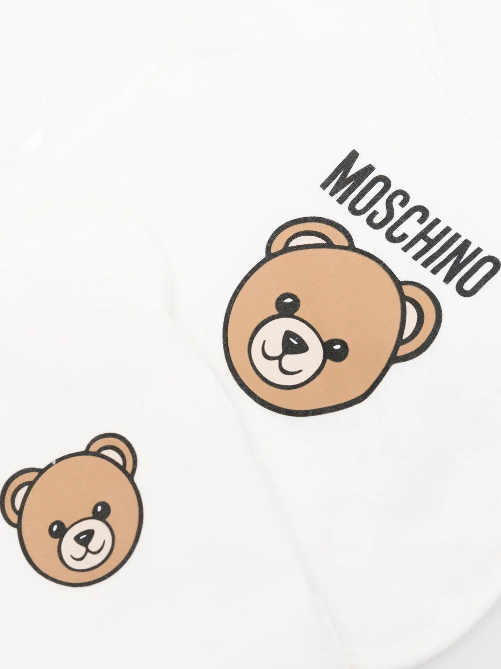 Set berretto e bavaglino per neonati Moschino Kids bianco con stampa orsetto - Image 2