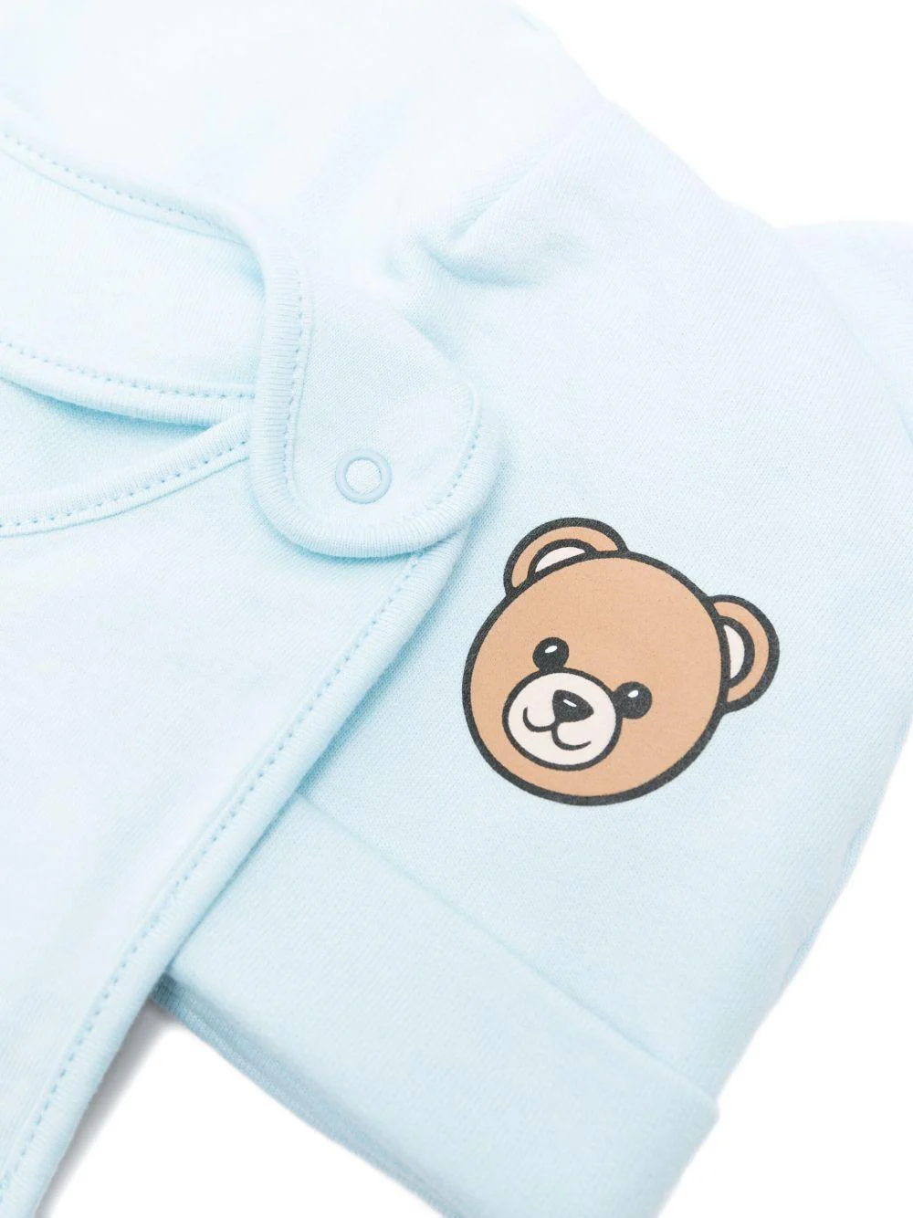 Set berretto e bavaglino per neonato Moschino Kids azzurro con motivo Teddy Bear - Image 2