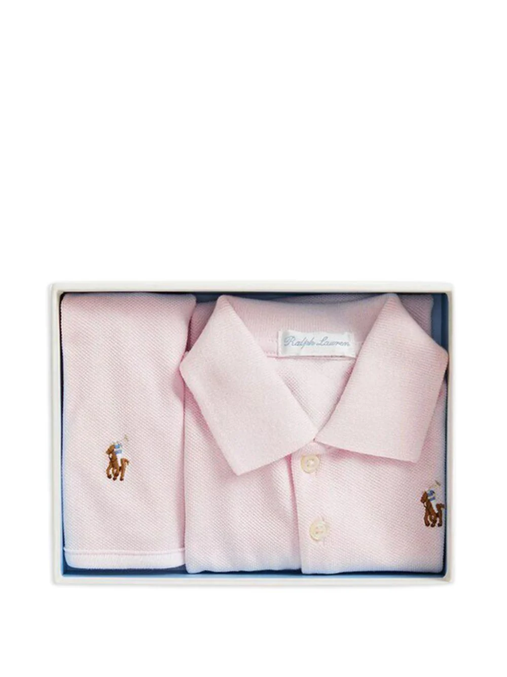Set body e bavaglino per neonata Polo Ralph Lauren Kids rosa con logo ricamato - Image 2