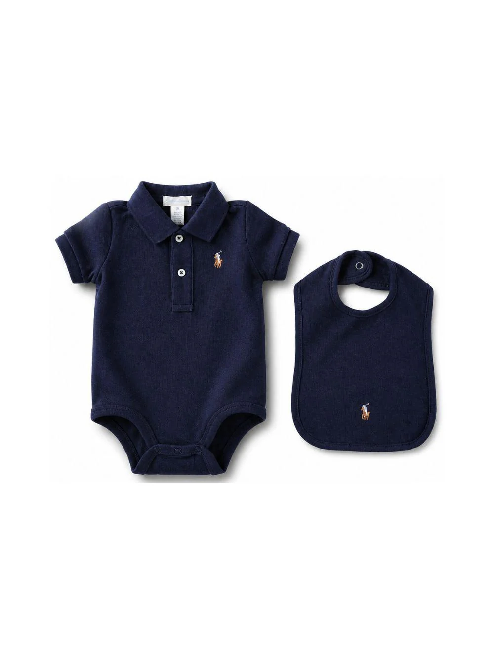 Set body e bavaglino per neonato Polo Ralph Lauren Kids blu con logo ricamato