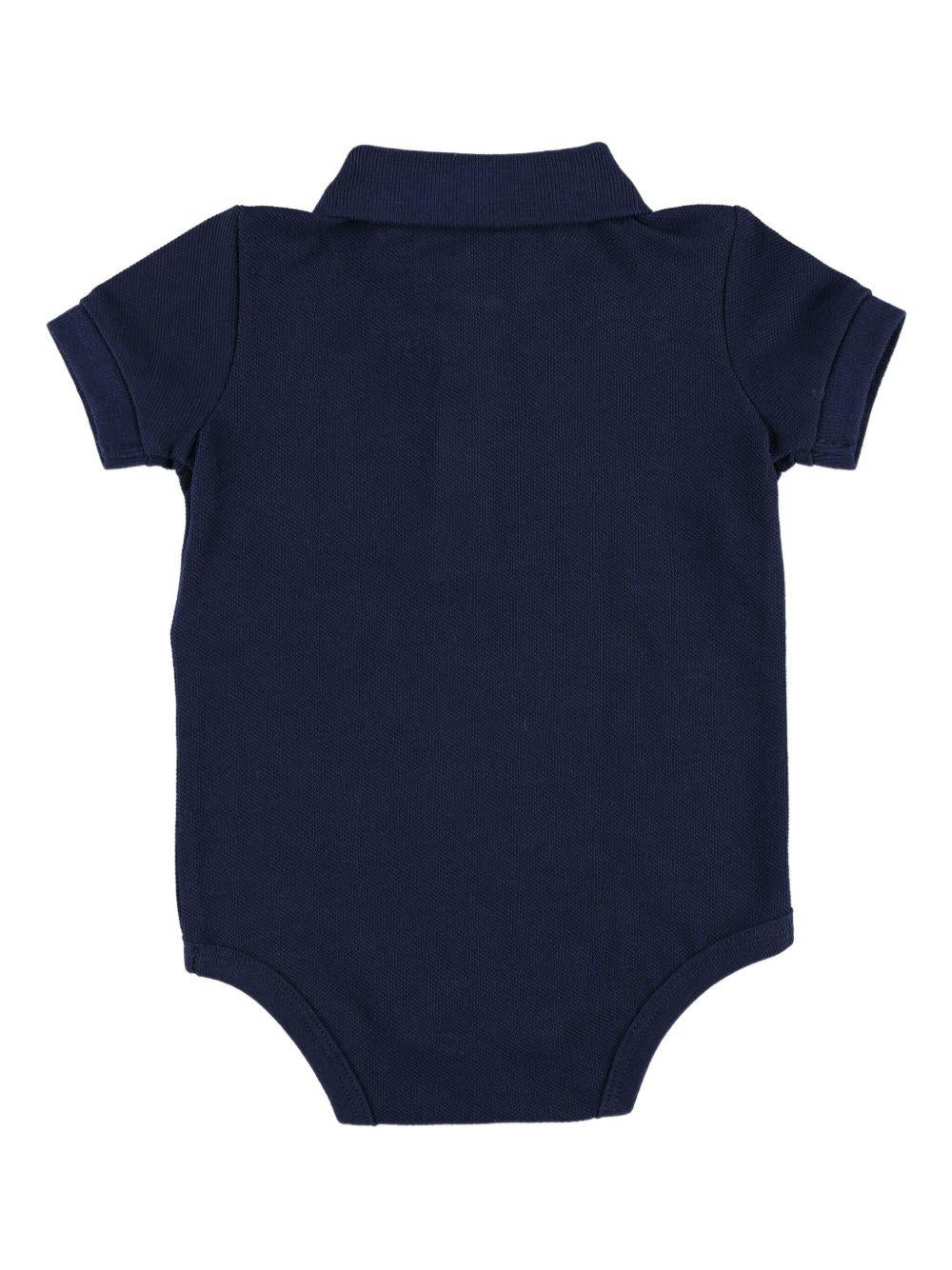 Set body e bavaglino per neonato Polo Ralph Lauren Kids blu con logo ricamato - Image 2