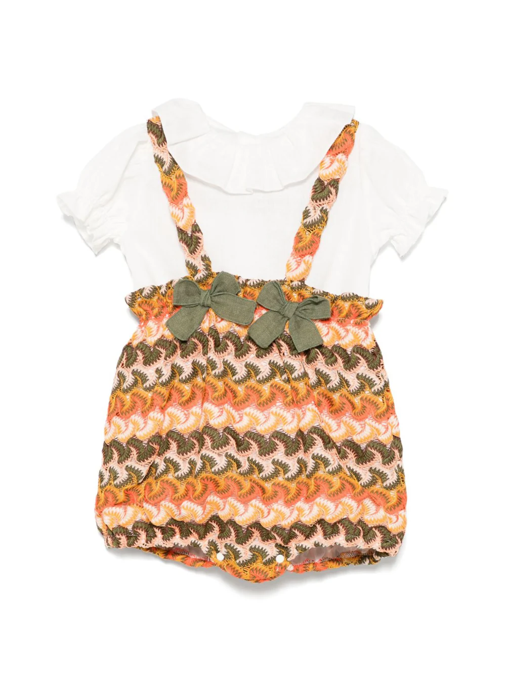 Set body in maglia per neonata La Stupenderia arancione con spalline incrociate