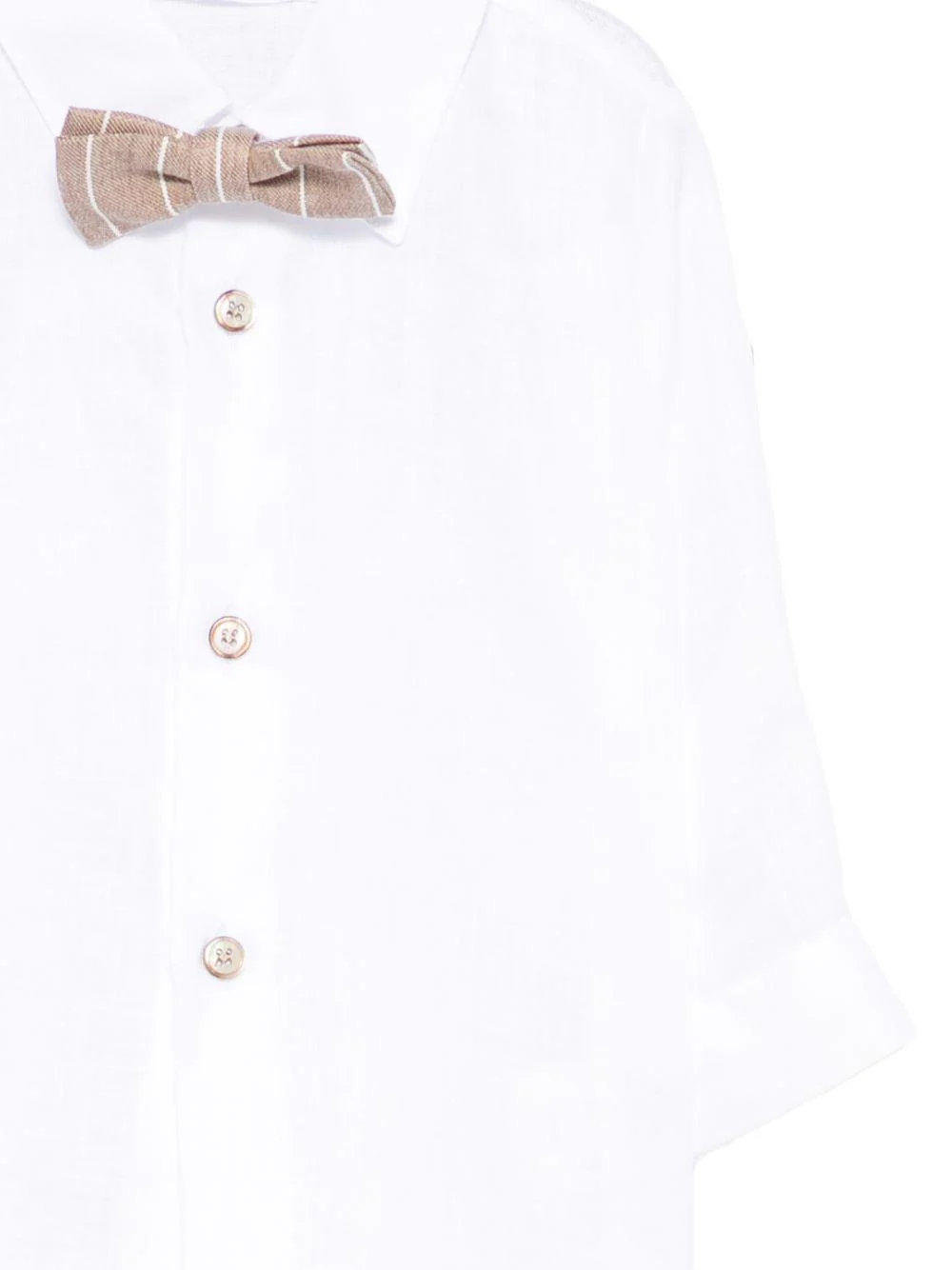Set camicia con salopette per neonato Colorichiari beige a righe (3 pezzi) - Image 3