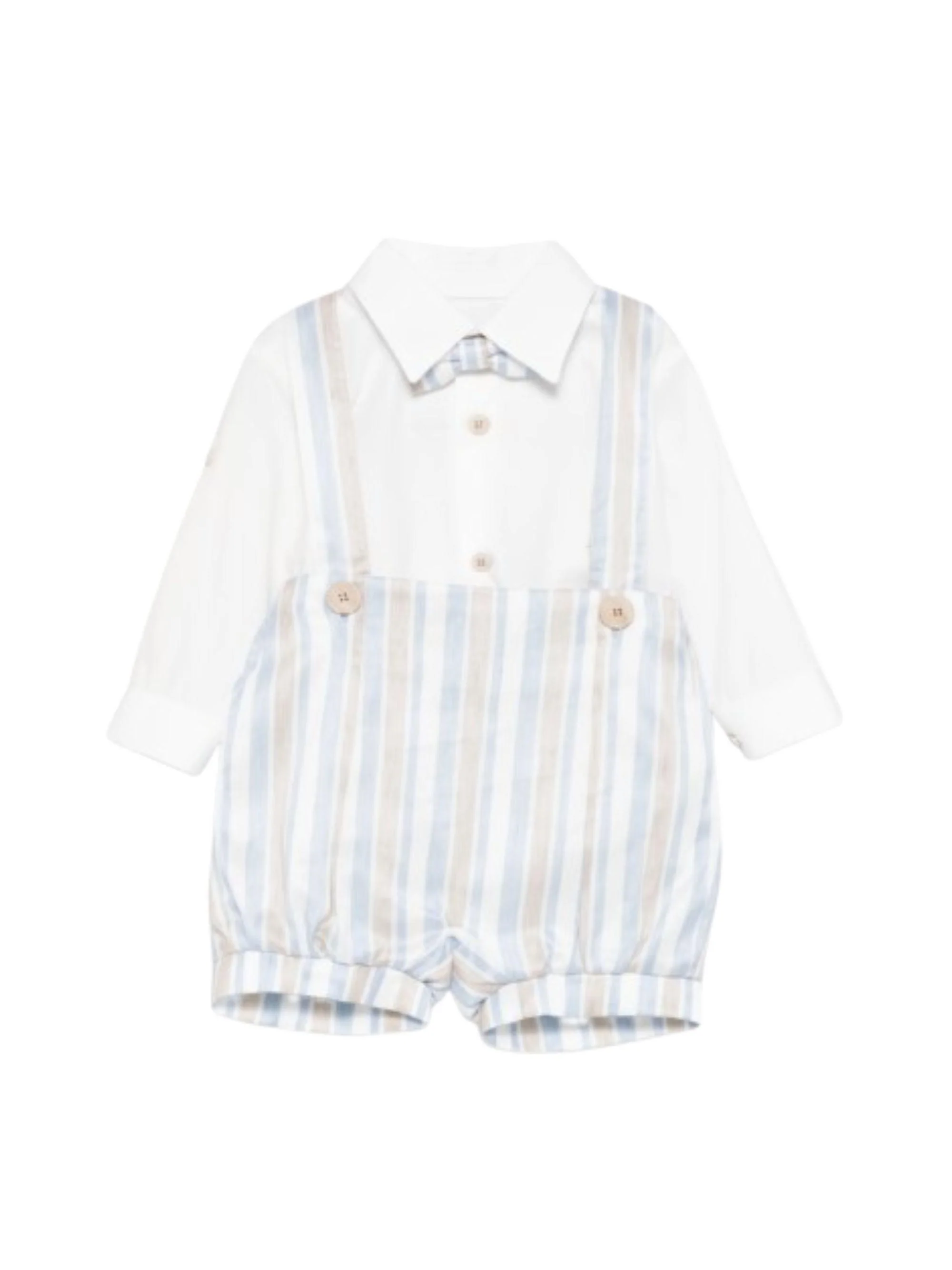 Set camicia e salopette per neonato Colorichiari bianco a righe (2 pezzi)