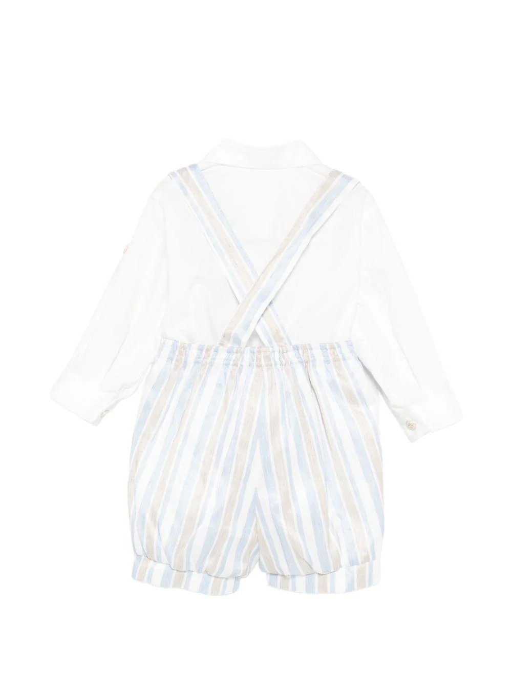 Set camicia e salopette per neonato Colorichiari bianco a righe (2 pezzi) - Image 3