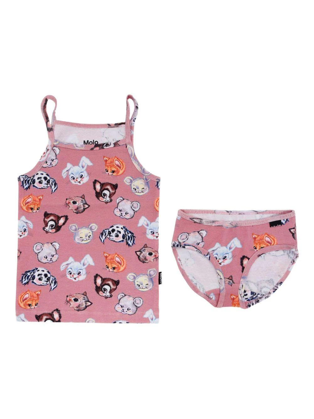 Set canotta e slip per bambina Molo rosa con stampa animali