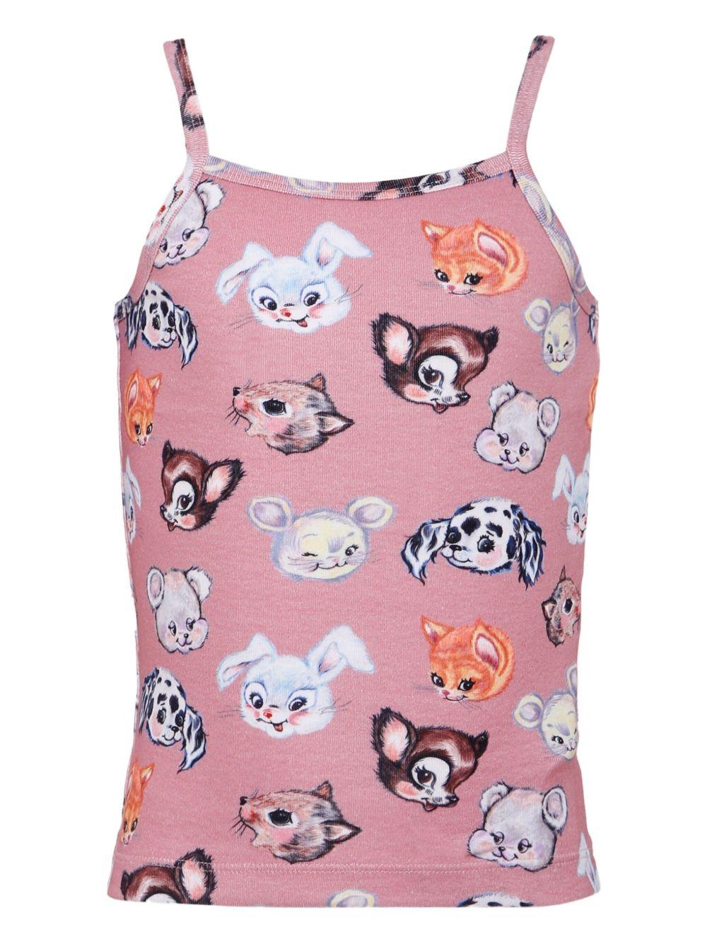 Set canotta e slip per bambina Molo rosa con stampa animali - Image 2
