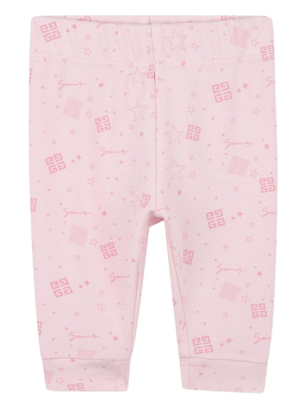 Set completo sportivo t-shirt e pantaloni Givenchy Kids rosa con dettaglio ruches - Image 2