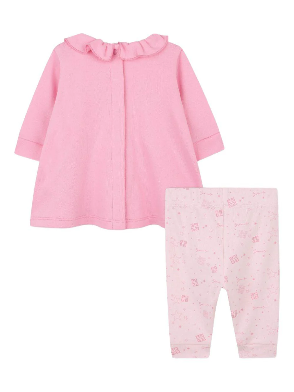 Set completo sportivo t-shirt e pantaloni Givenchy Kids rosa con dettaglio ruches - Image 3