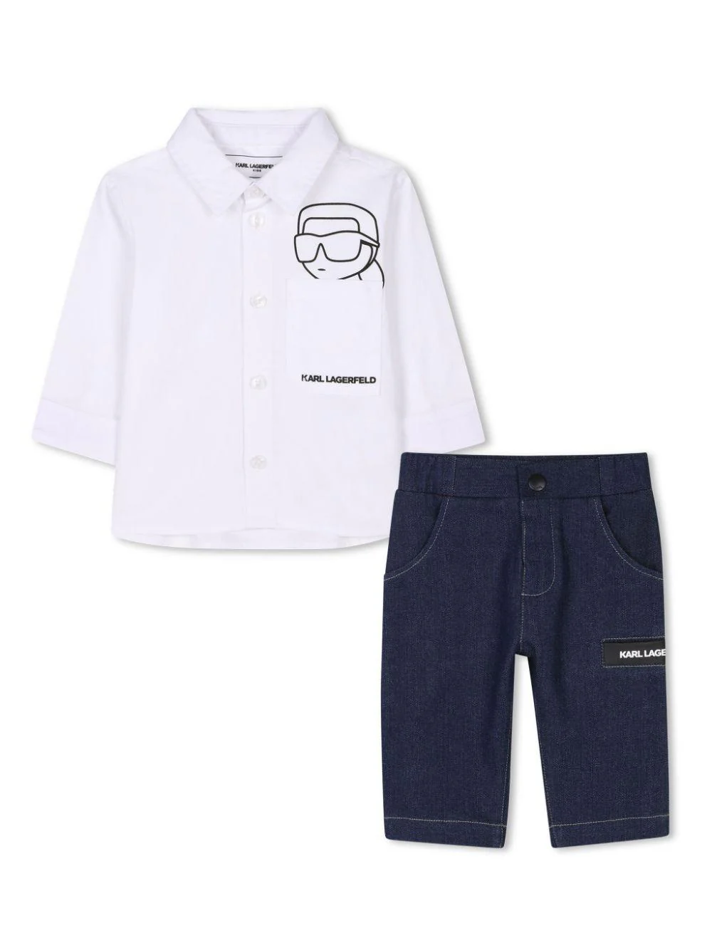 Set con pantaloni per neonato Karl Lagerfeld Kids bianco con motivo Ikonik Karl