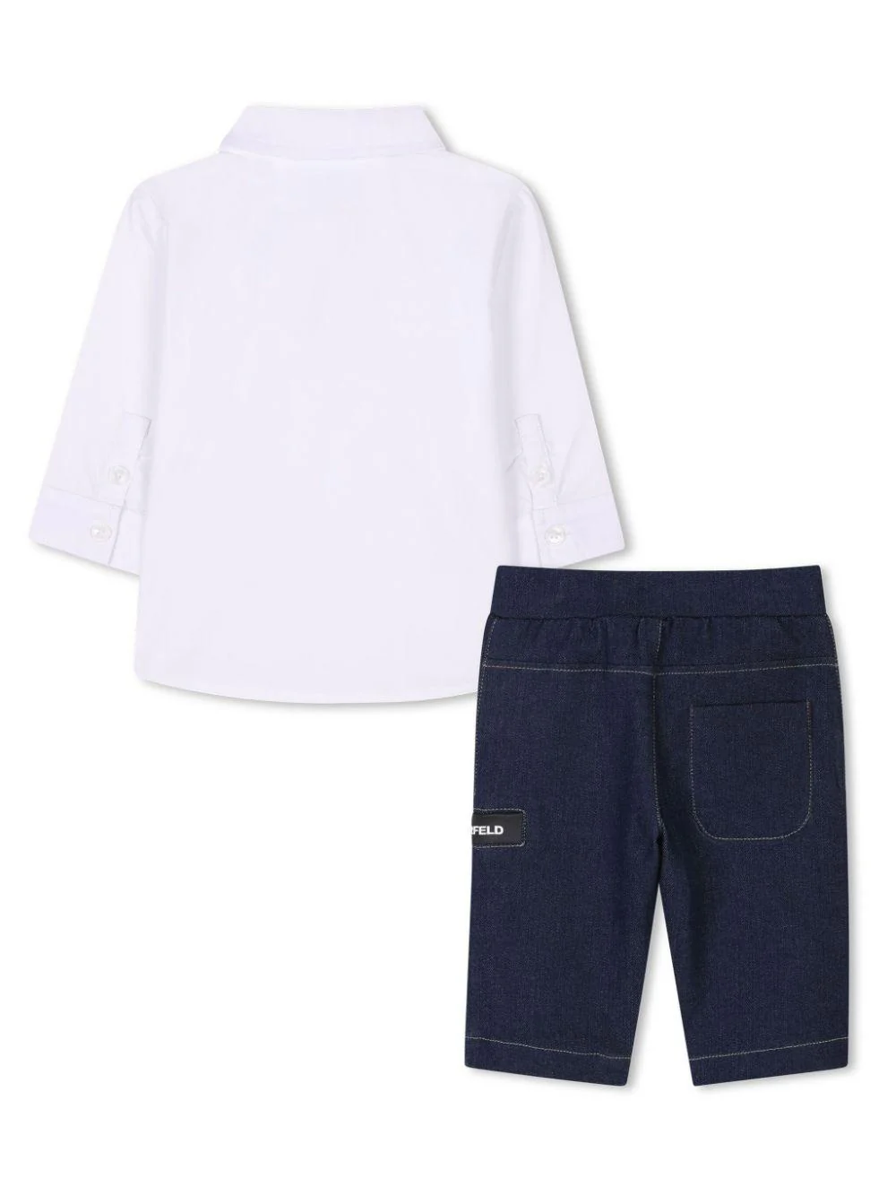 Set con pantaloni per neonato Karl Lagerfeld Kids bianco con motivo Ikonik Karl - Image 2