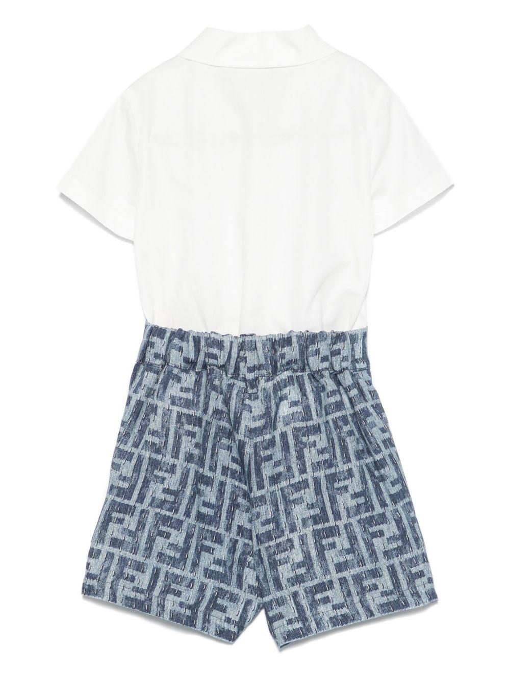 Set con shorts per neonato Fendi Kids bianco FF jacquard - Image 3