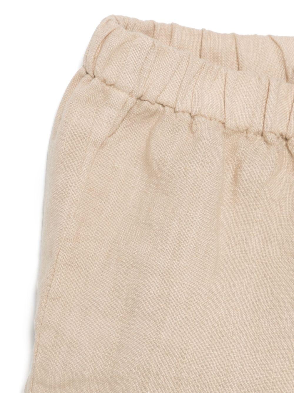 Set con shorts per neonato Il Gufo beige in lino - Image 2