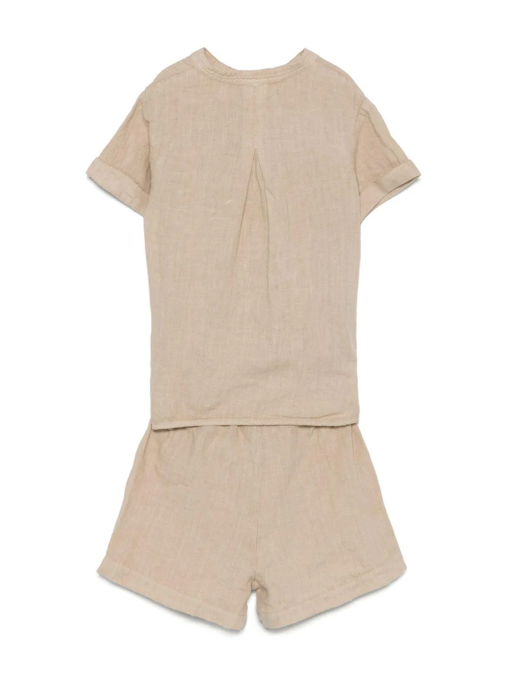 Set con shorts per neonato Il Gufo beige in lino - Image 3