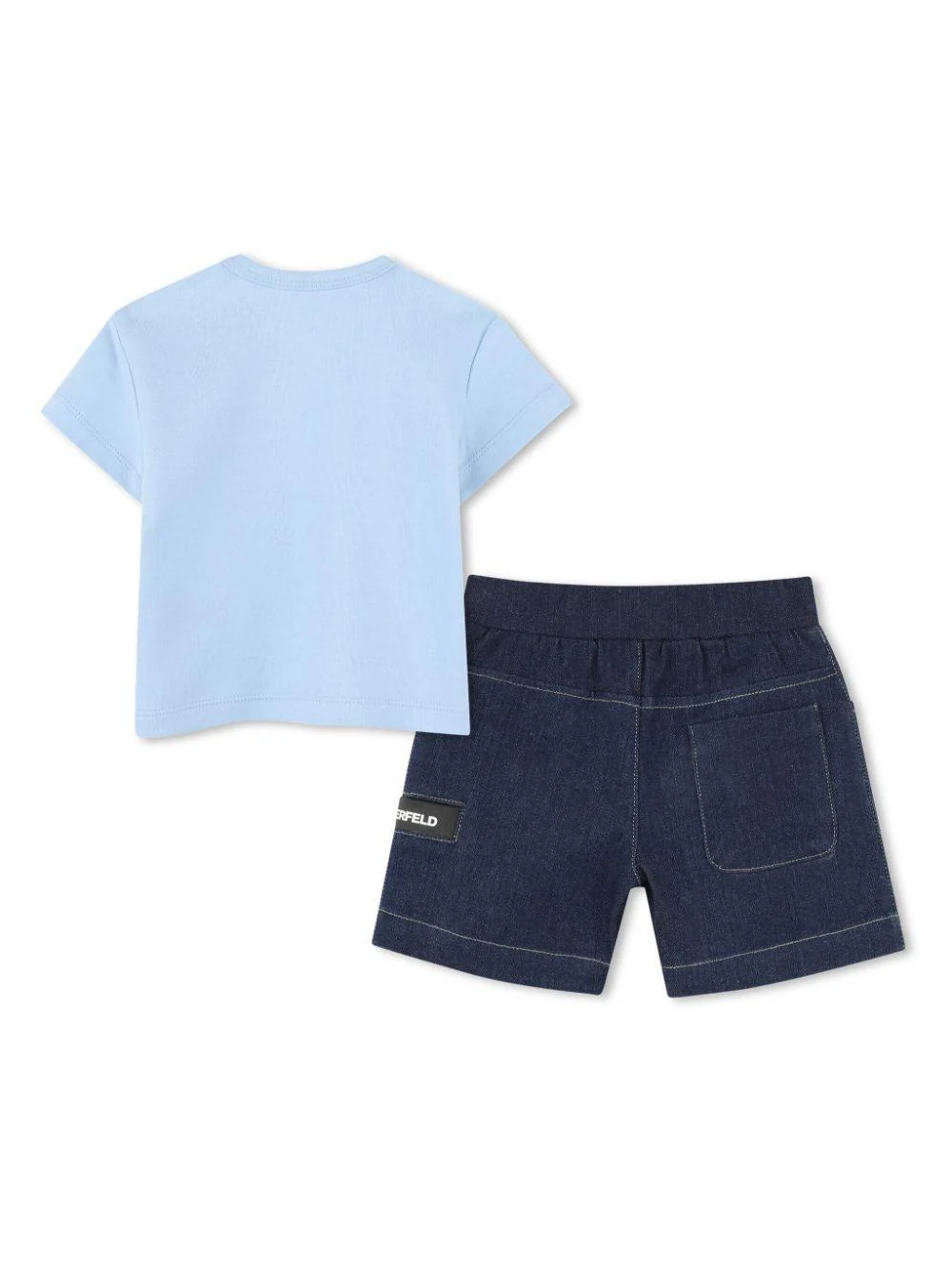 Set con shorts per neonato Karl Lagerfeld Kids blu con motivo Ikonik Karl - Image 2