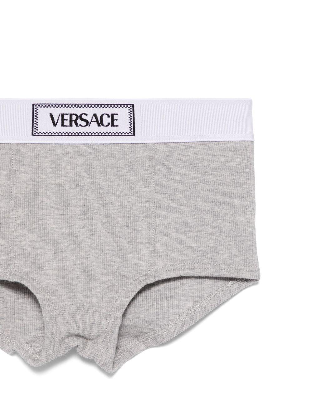 Set di 2 boxer per bambino Versace Kids bianco e grigio con banda logo - Image 2
