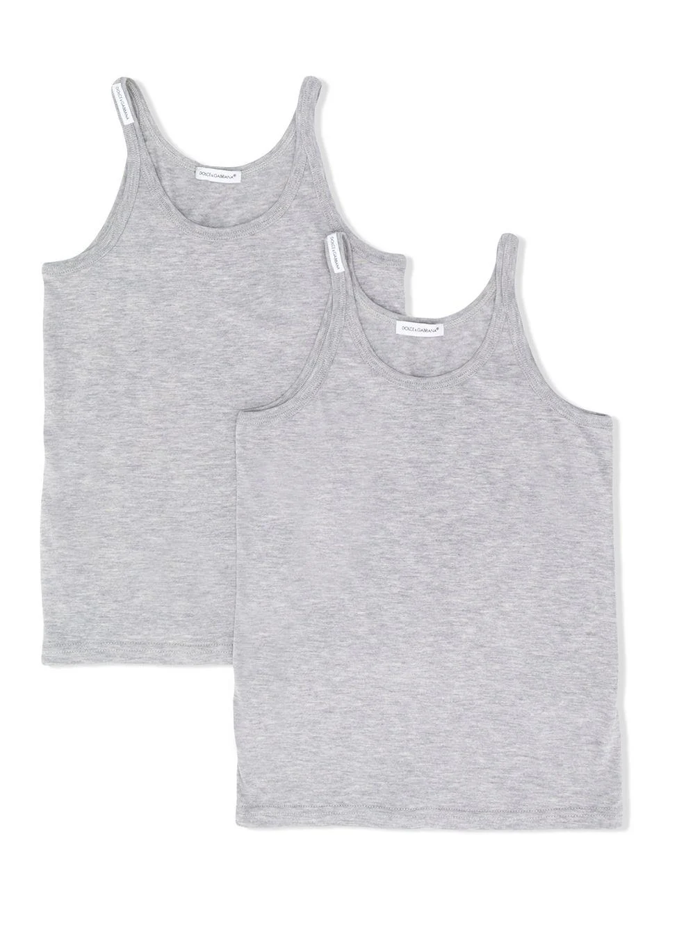 Set due canotte per bambino Dolce & Gabbana Kids grigio con targhetta logo