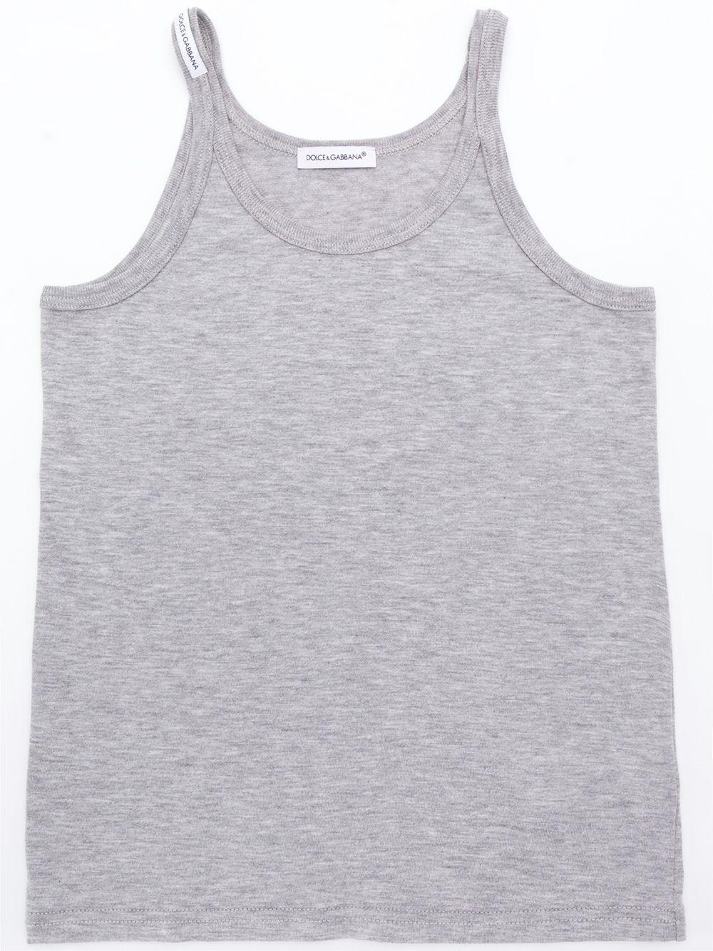 Set due canotte per bambino Dolce & Gabbana Kids grigio con targhetta logo - Image 2