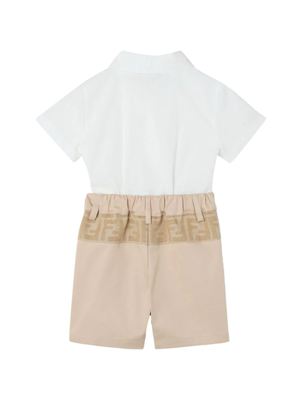 Set due pezzi camicia e shorts per neonato Fendi Kids bianco e beige con motivo logo - Image 4