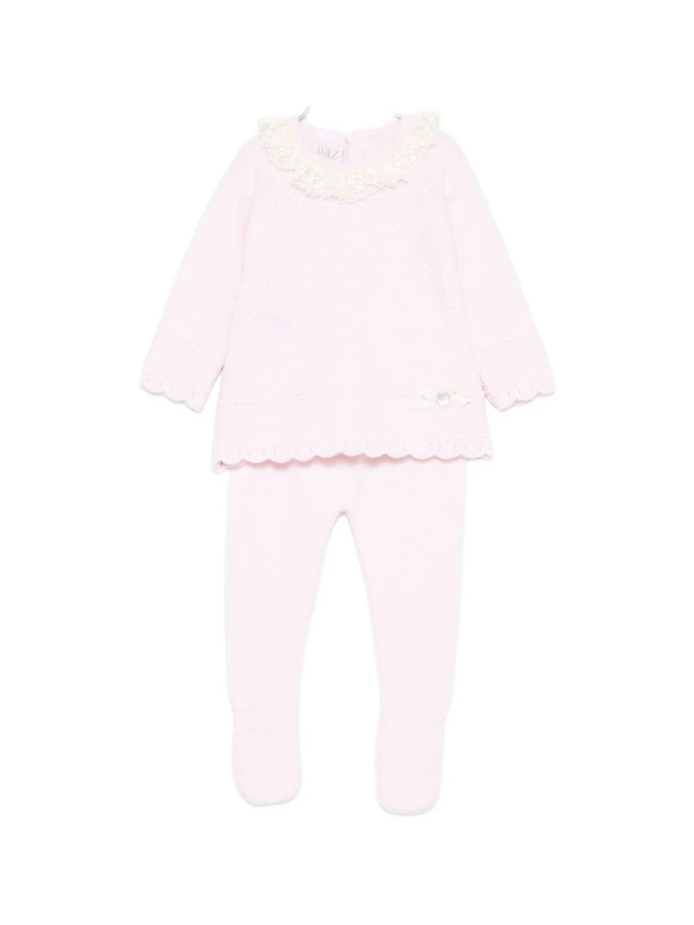 Set maglia e pantaloni per neonata Paz Rodríguez rosa con maglia in pizzo