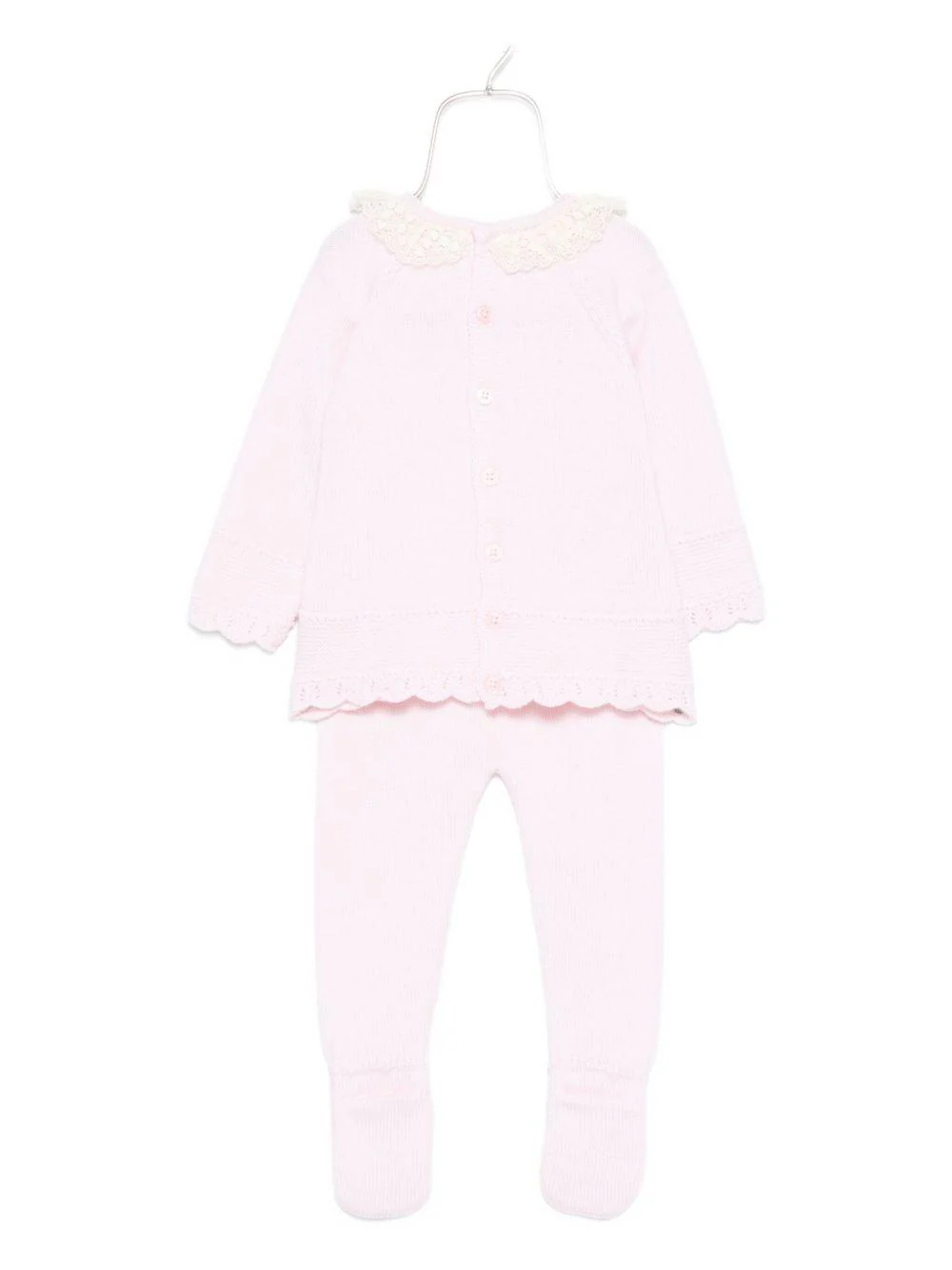 Set maglia e pantaloni per neonata Paz Rodríguez rosa con maglia in pizzo - Image 3