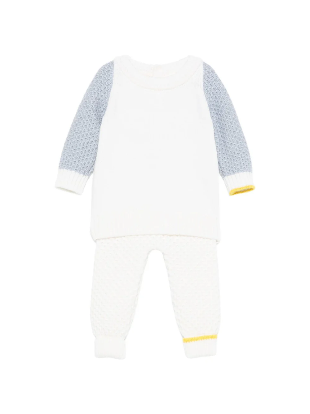 Set maglione e pantaloni per neonato Gensami Kids bianco con inserti grigi