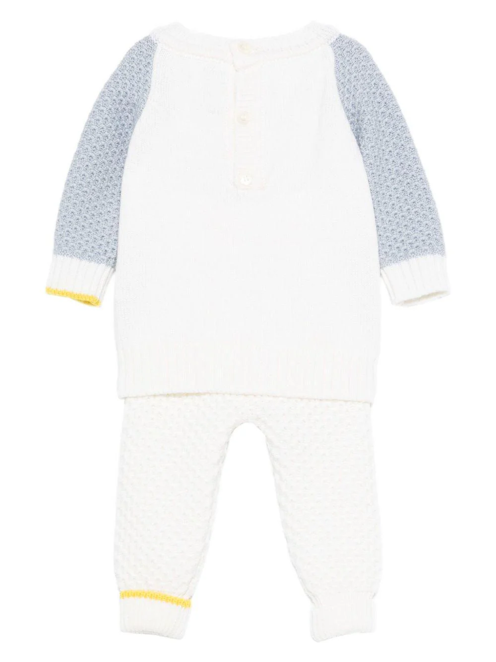 Set maglione e pantaloni per neonato Gensami Kids bianco con inserti grigi - Image 2
