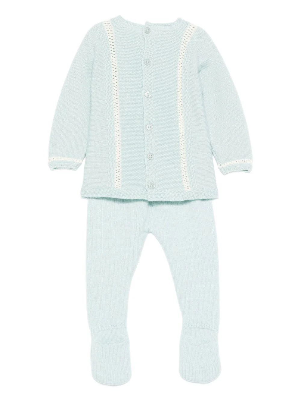 Set maglione e pantaloni per neonato Paz Rodríguez azzurro con bordo in pizzo - Image 2