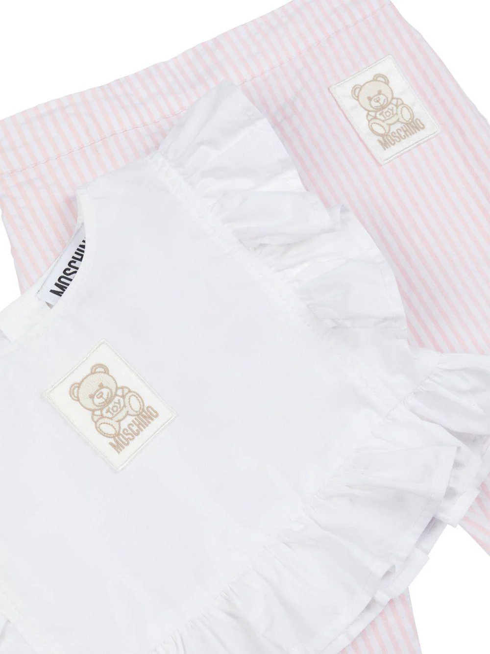 Set pantaloni con applicazione logo per neonata Moschino Kids rosa con girocollo - Image 3