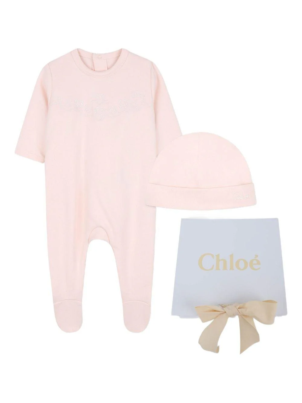 Set per neonata Chloé Kids rosa con logo ricamato